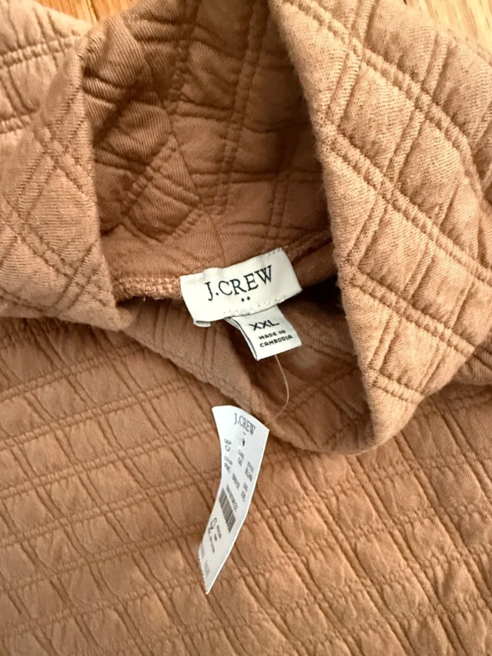 J. Crew NWT❗️Mock Neck Funnel Neck Quilted Pullover in Camel